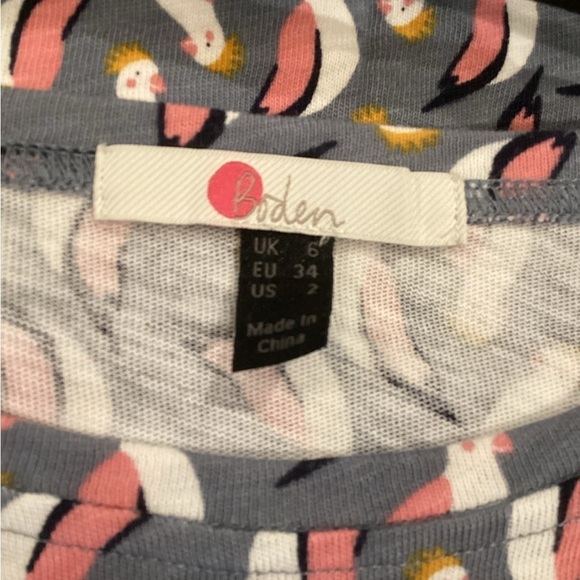 Boden Cotton mini Dress 3/4 sleeve Cockatoo Bird Novelty Print Fun Dress Size 2 - Picture 8 of 8